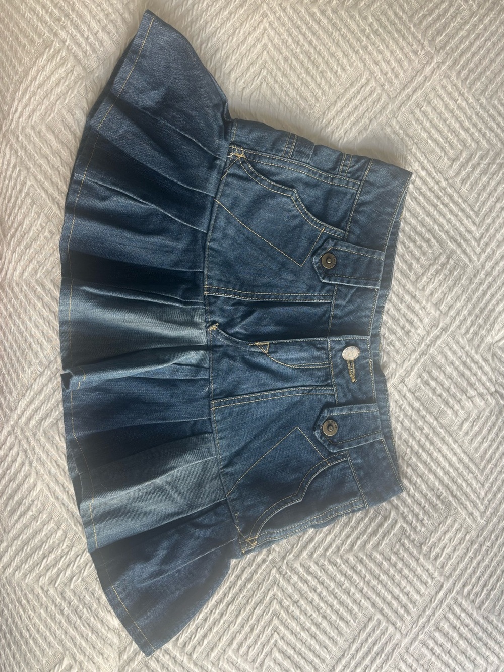 Japanese Denim Pleated Mini Skirt